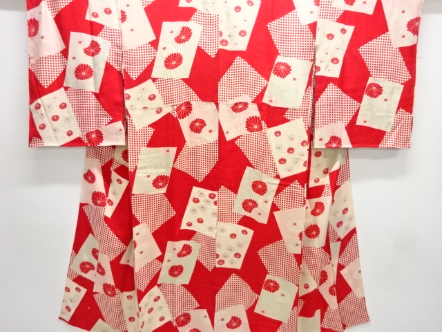 JAPANESE KIMONO / ANTIQUE JUBAN / SILK / KINSHA / KIKU & SHIKISHI PATTERN